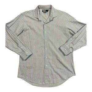 Men's Polo‎ Ralph Lauren Estate Classic Fit Blue Orange White Stripe 16.5 32/33